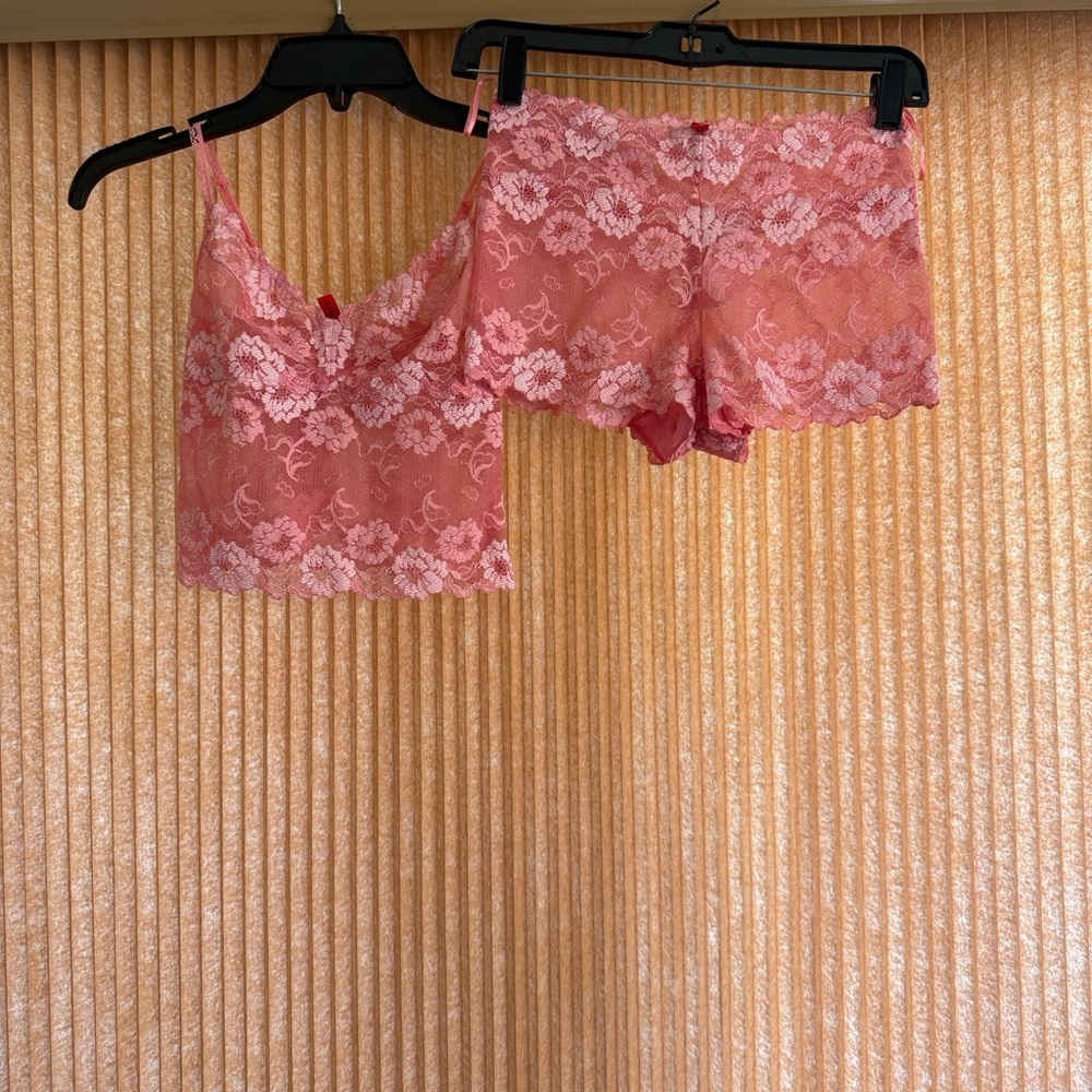 Anthropologie Josie Flower Shower Allocer Bralette and Short Set - Pink - Picture 5 of 6